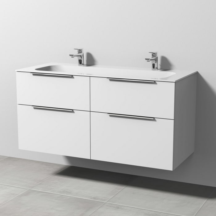 Sanipa 3way Kombination mit Keramik-Doppelwaschtisch Finion 120 cm, 4 Auszüge mit Aufsatz-Griff