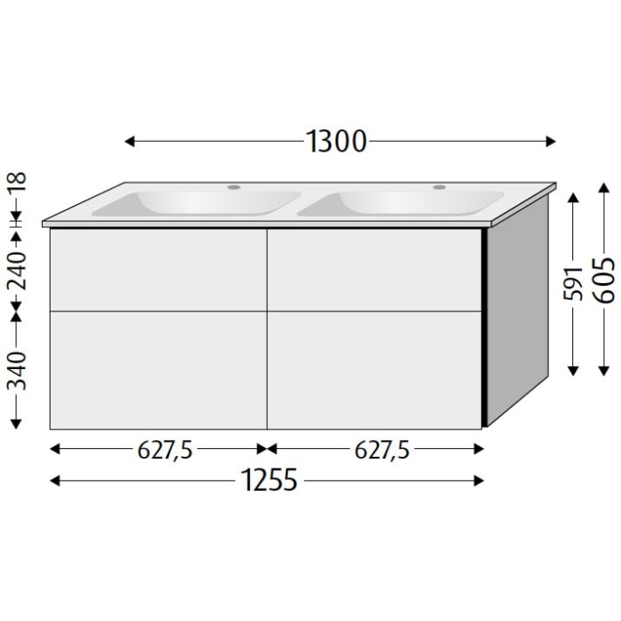 Villeroy & Boch Venticello Waschtisch mit Sanipa 3way Unterschrank 130 cm