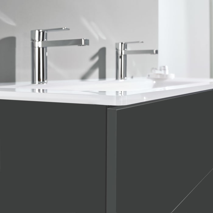 Sanipa 3way Kombination mit Glas-Doppelwaschtisch 131,5 cm, 4 Auszüge mit Push to open