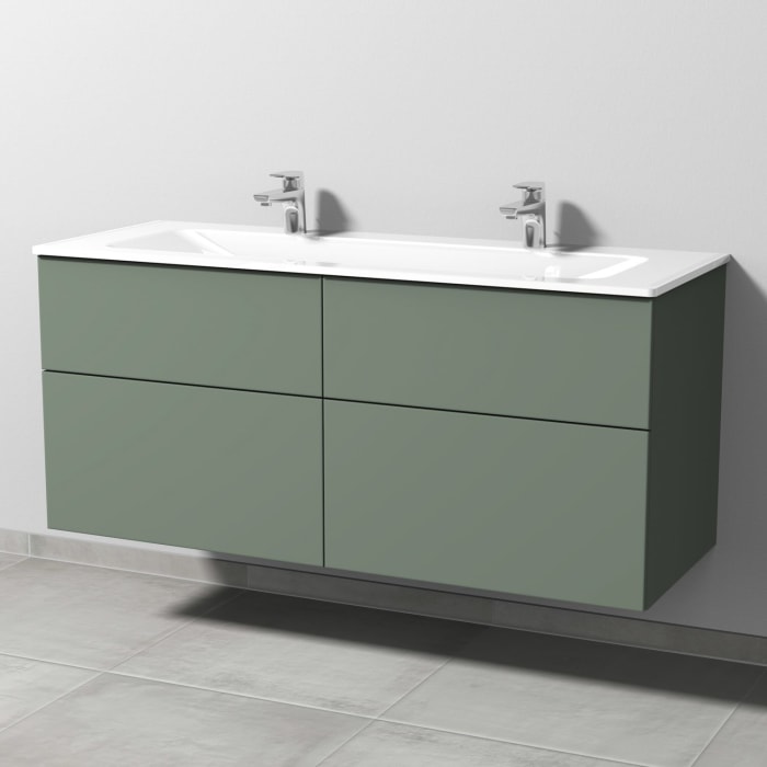 Sanipa 3way Kombination mit Glas-Doppelwaschtisch 131,5 cm, 4 Auszüge mit Push to open