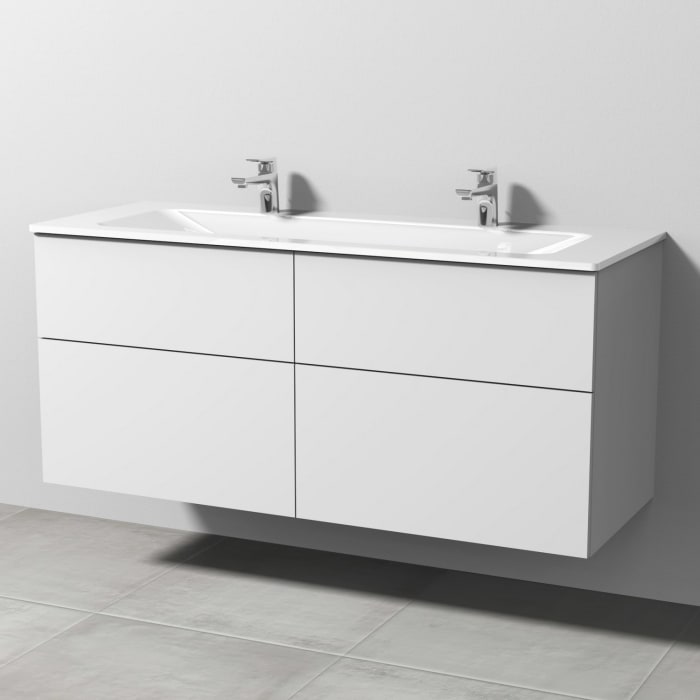 Sanipa 3way Kombination mit Glas-Doppelwaschtisch 131,5 cm, 4 Auszüge mit Push to open