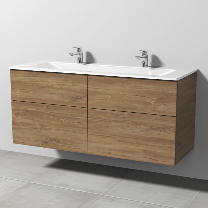 Sanipa 3way Kombination mit Glas-Doppelwaschtisch 131,5 cm, 4 Auszüge mit Push to open