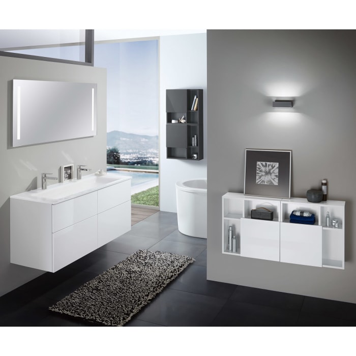 Sanipa 3way Kombination mit Glas-Doppelwaschtisch 131,5 cm, 4 Auszüge mit Push to open