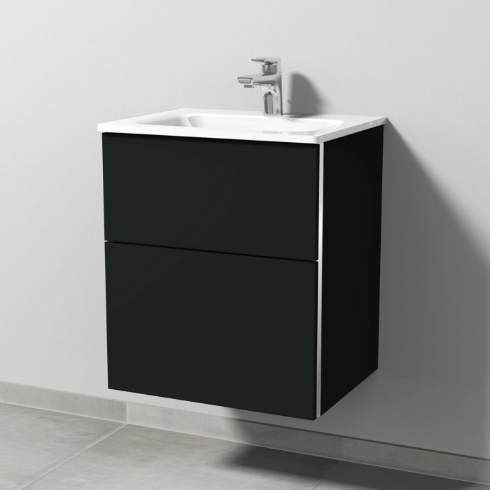 Sanipa 3way Kombination mit Glaswaschtisch 51,5 cm, 2 Auszüge mit Griff-Leiste