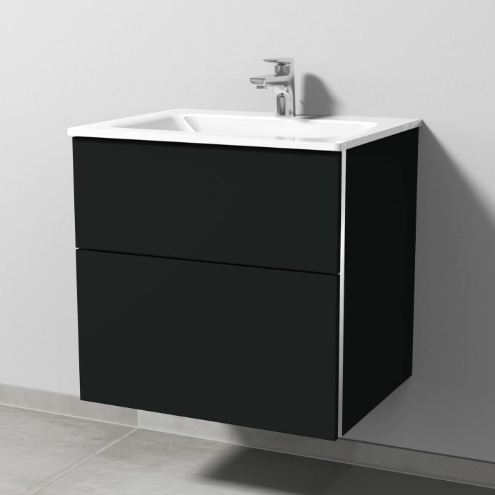 Sanipa 3way Kombination mit Glaswaschtisch 61,5 cm, 2 Auszüge mit Griff-Leiste