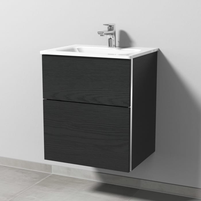 Sanipa 3way Kombination mit Glaswaschtisch 51,5 cm, 2 Auszüge mit Griff-Leiste