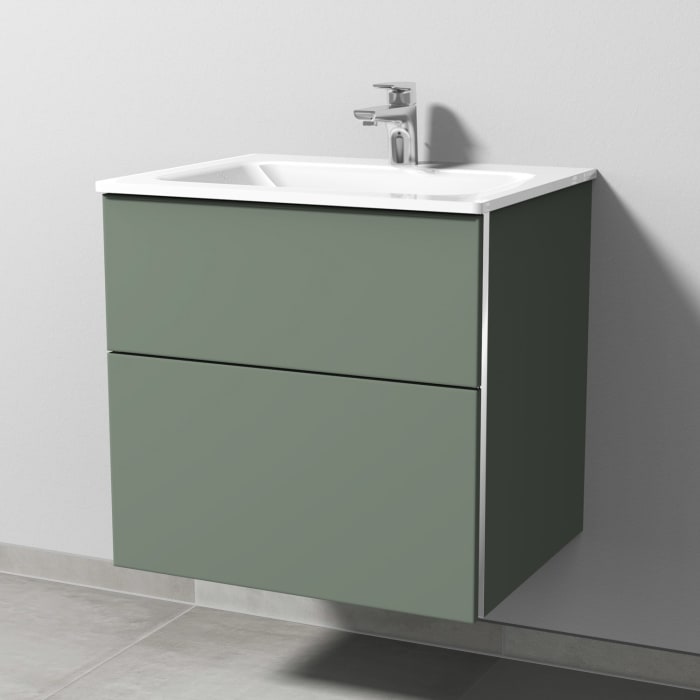 Sanipa 3way Kombination mit Glaswaschtisch 61,5 cm, 2 Auszüge mit Griff-Leiste