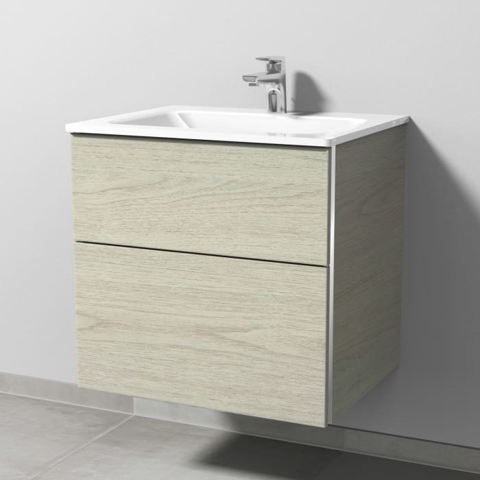 Sanipa 3way Kombination mit Glaswaschtisch 61,5 cm, 2 Auszüge mit Griff-Leiste