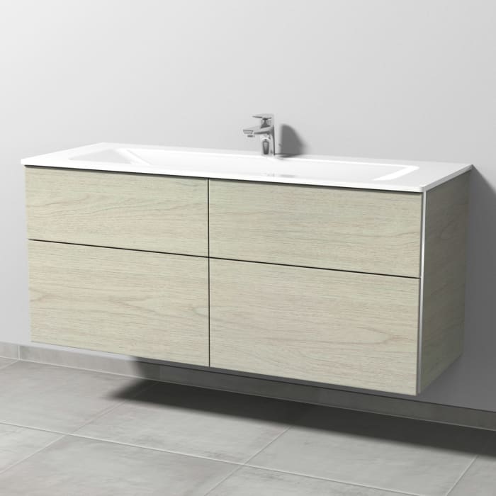 Sanipa 3way Kombination mit Glaswaschtisch 131,5 cm, 4 Auszüge mit Griff-Leiste