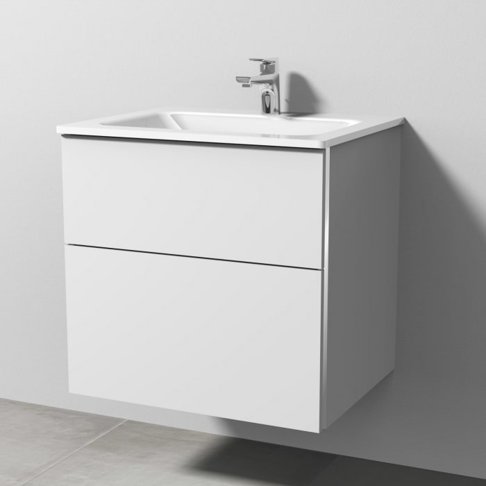 Sanipa 3way Kombination mit Glaswaschtisch 61,5 cm, 2 Auszüge mit Griff-Leiste