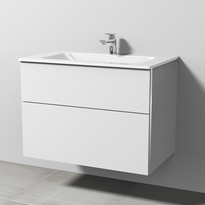 Sanipa 3way Kombination mit Glaswaschtisch 81,5 cm, 2 Auszüge mit Griff-Leiste