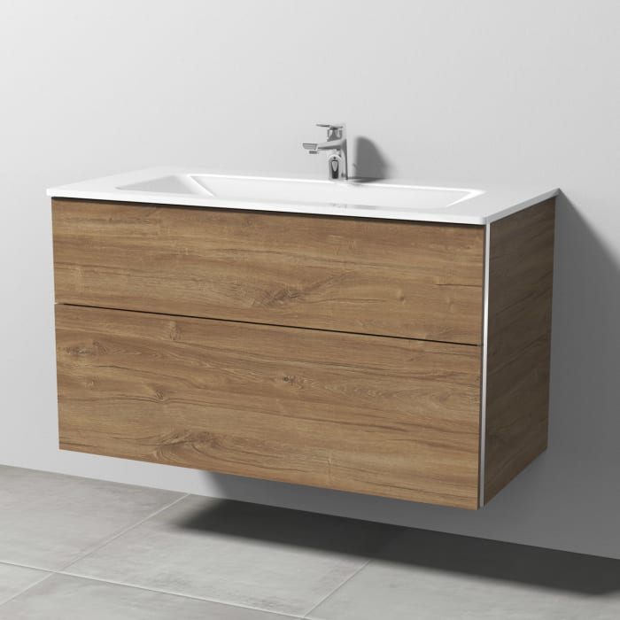 Sanipa 3way Kombination mit Glaswaschtisch 101,5 cm, 2 Auszüge