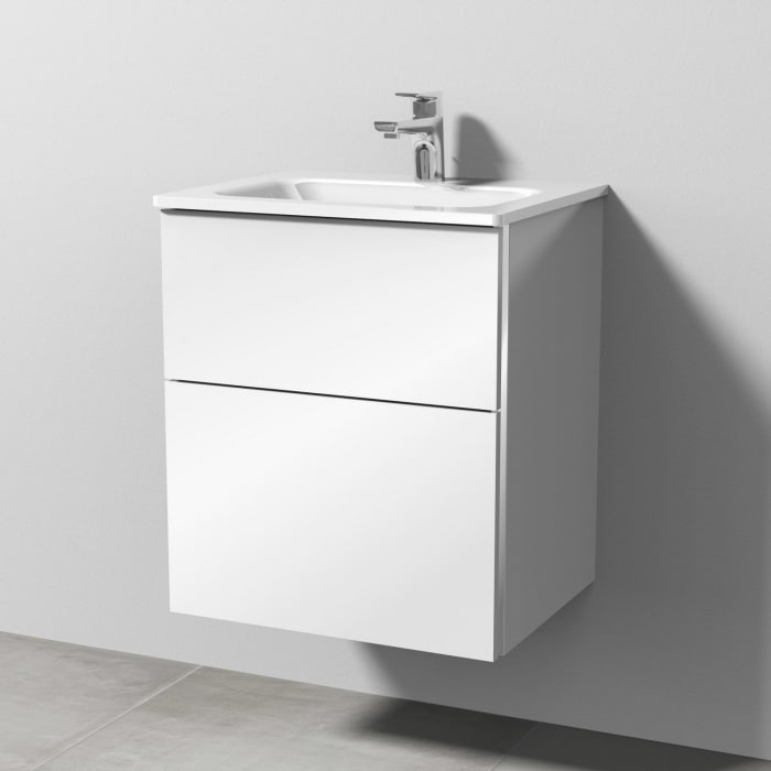 Sanipa 3way Kombination mit Glaswaschtisch 51,5 cm, 2 Auszüge mit Griff-Leiste