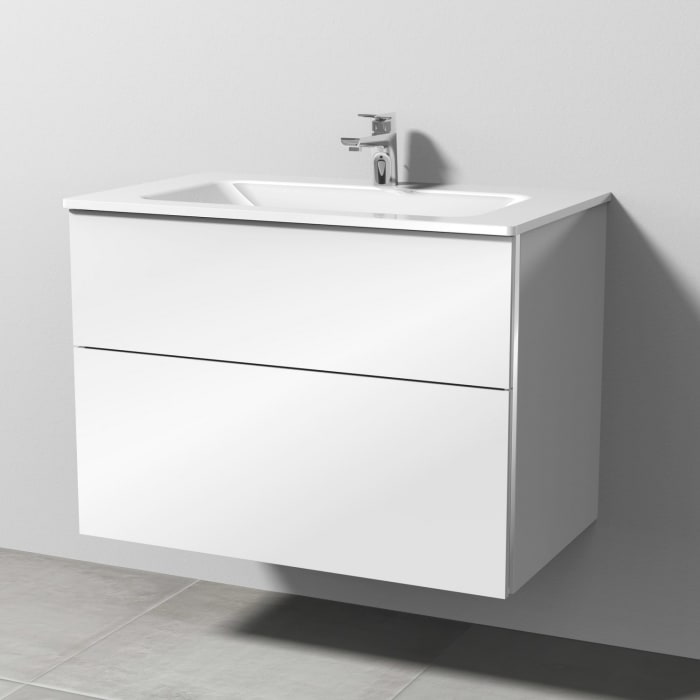 Sanipa 3way Kombination mit Glaswaschtisch 81,5 cm, 2 Auszüge mit Griff-Leiste