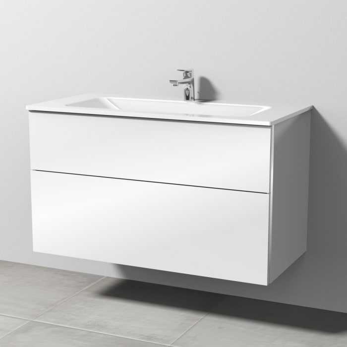 Sanipa 3way Kombination mit Glaswaschtisch 101,5 cm, 2 Auszüge