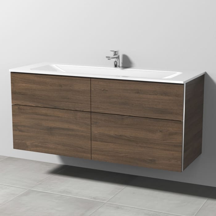 Sanipa 3way Kombination mit Glaswaschtisch 131,5 cm, 4 Auszüge mit Griff-Leiste