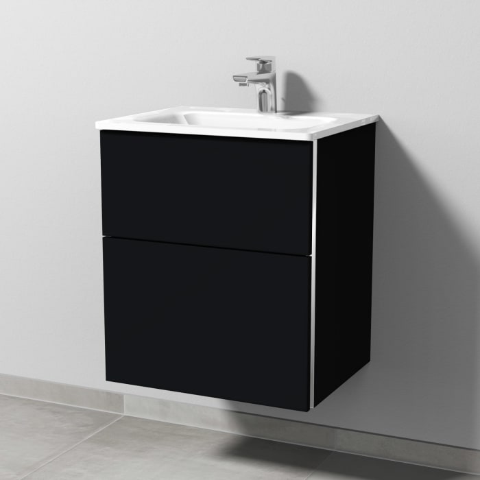 Sanipa 3way Kombination mit Glaswaschtisch 51,5 cm, 2 Auszüge mit Griff-Leiste