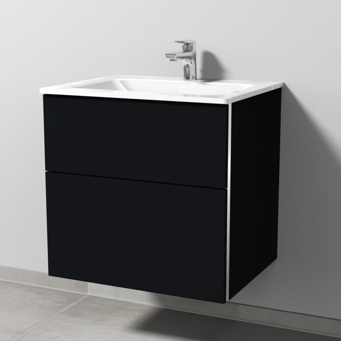 Sanipa 3way Kombination mit Glaswaschtisch 61,5 cm, 2 Auszüge mit Griff-Leiste