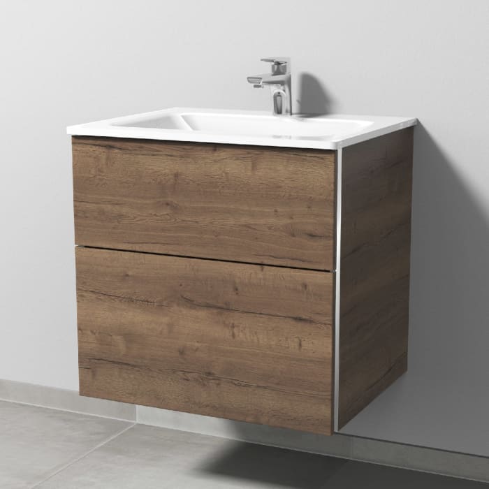 Sanipa 3way Kombination mit Glaswaschtisch 61,5 cm, 2 Auszüge mit Griff-Leiste