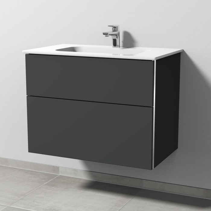 Sanipa 3way Kombination mit Keramikwaschtisch Design 80 cm, 2 Auszüge mit Griff-Leiste