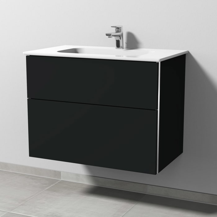 Sanipa 3way Kombination mit Keramikwaschtisch Design 80 cm, 2 Auszüge mit Griff-Leiste