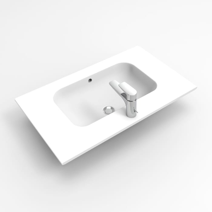 Sanipa 3way Kombination mit Keramikwaschtisch Design 80 cm, 2 Auszüge mit Griff-Leiste