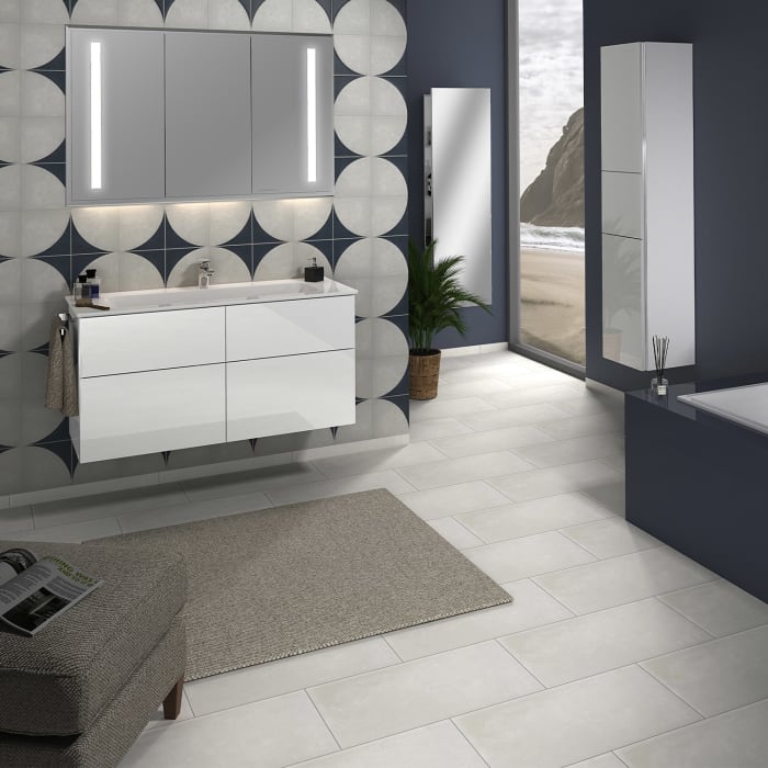 Sanipa 3way Kombination mit Keramikwaschtisch Design 120 cm, 4 Auszüge mit Griff-Leiste