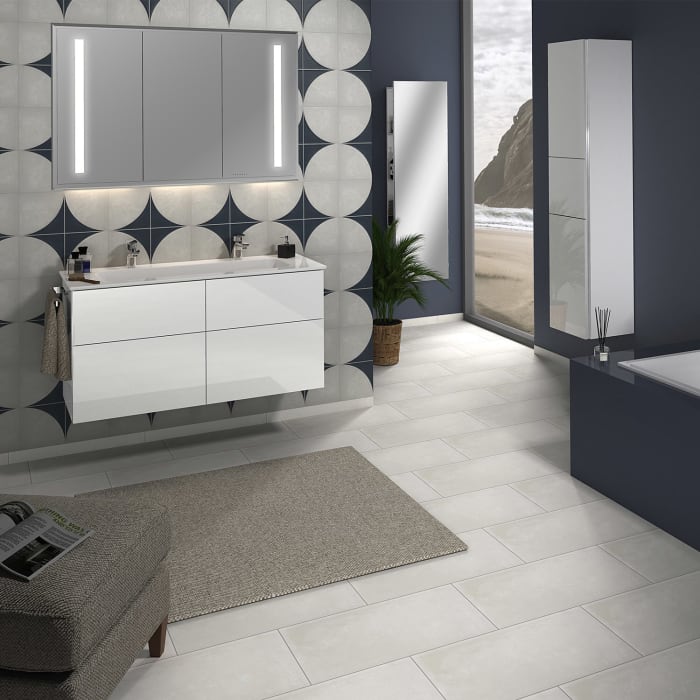 Sanipa 3way Kombination mit Keramik-Doppelwaschtisch Design 120 cm, 4 Auszüge mit Griff-Leiste