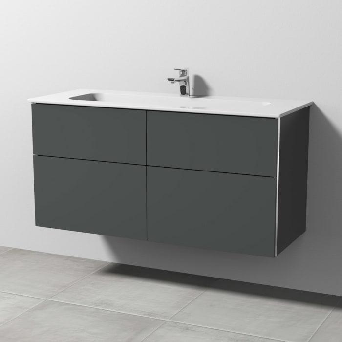 Sanipa 3way Kombination mit Keramikwaschtisch Design 120 cm, 4 Auszüge mit Griff-Leiste