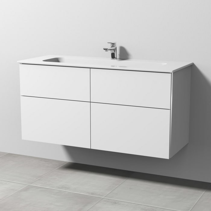 Sanipa 3way Kombination mit Keramikwaschtisch Design 120 cm, 4 Auszüge mit Griff-Leiste