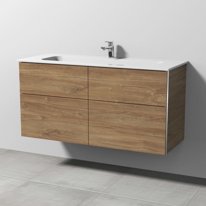 Sanipa 3way Kombination mit Keramikwaschtisch Design 120 cm, 4 Auszüge mit Griff-Leiste