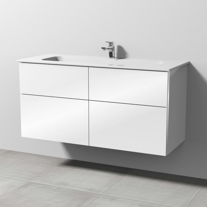 Sanipa 3way Kombination mit Keramikwaschtisch Design 120 cm, 4 Auszüge mit Griff-Leiste