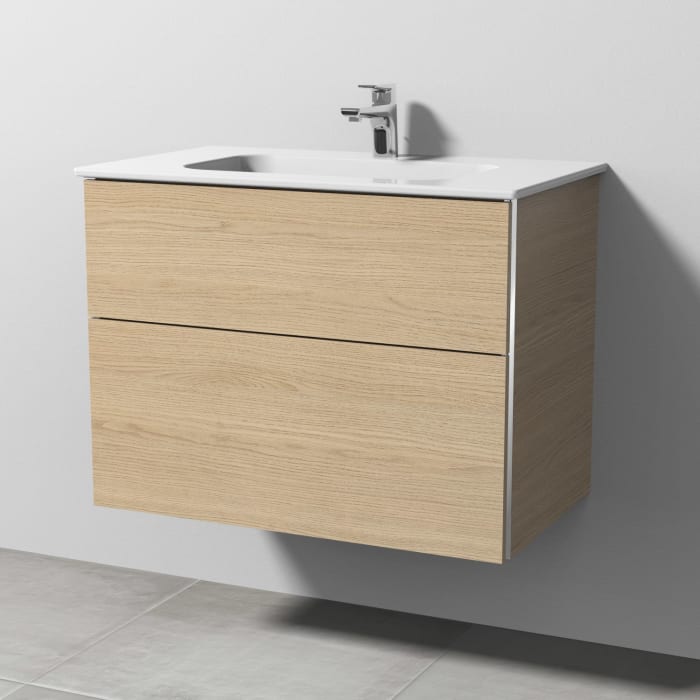 Sanipa 3way Kombination mit Keramikwaschtisch Design 80 cm, 2 Auszüge mit Griff-Leiste