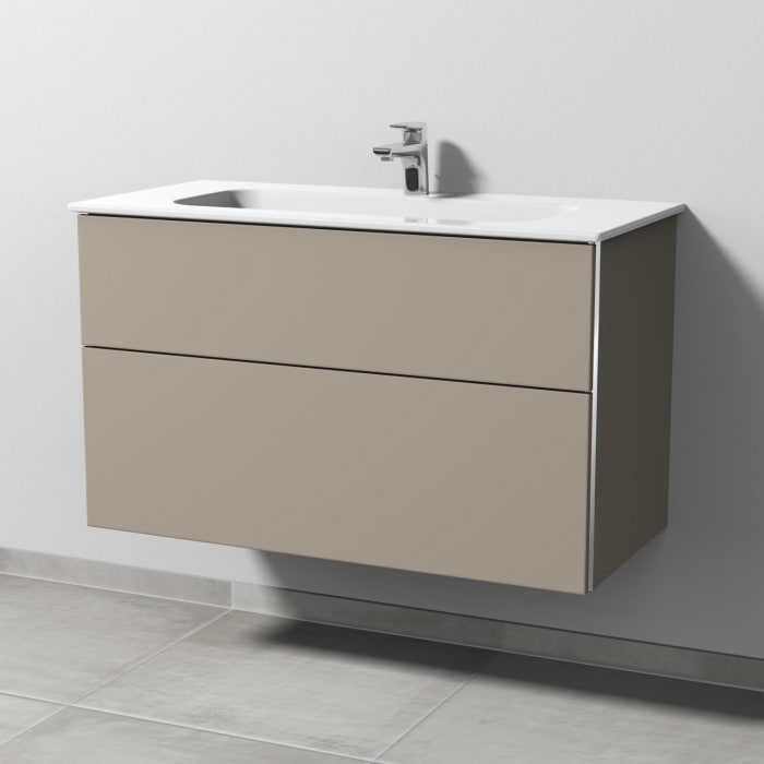 Sanipa 3way Kombination mit Keramikwaschtisch Design 100 cm, 2 Auszüge mit Griff-Leiste