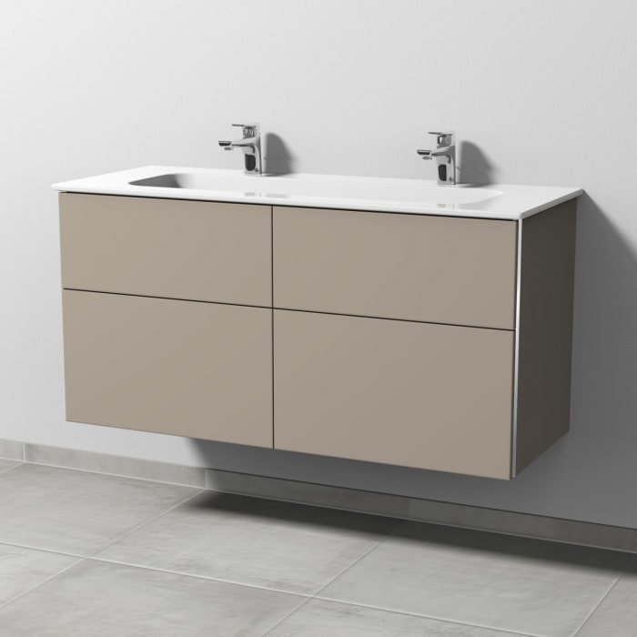 Sanipa 3way Kombination mit Keramik-Doppelwaschtisch Design 120 cm, 4 Auszüge mit Griff-Leiste