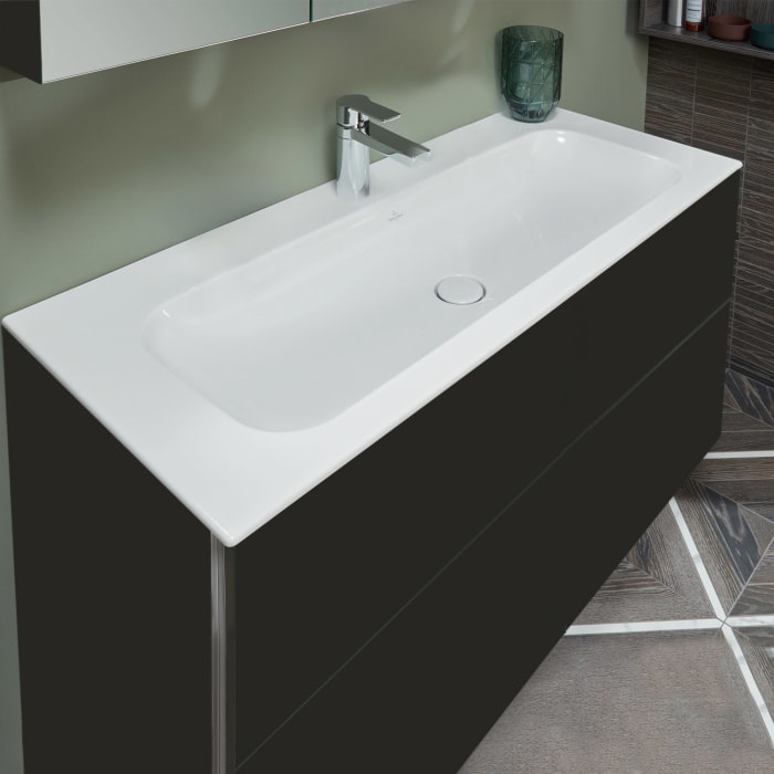 Sanipa 3way Kombination mit Keramikwaschtisch Finion 100 cm, 2 Auszüge mit Griff-Leiste