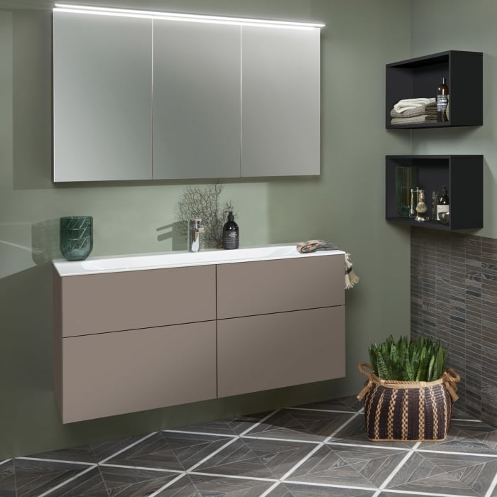 Sanipa 3way Kombination mit Keramikwaschtisch Finion 120 cm, 4 Auszüge mit Griff-Leiste