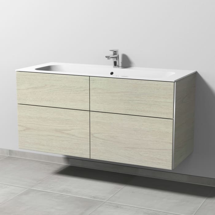 Sanipa 3way Kombination mit Keramikwaschtisch Finion 120 cm, 4 Auszüge mit Griff-Leiste