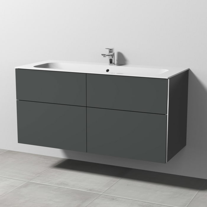 Sanipa 3way Kombination mit Keramikwaschtisch Finion 120 cm, 4 Auszüge mit Griff-Leiste