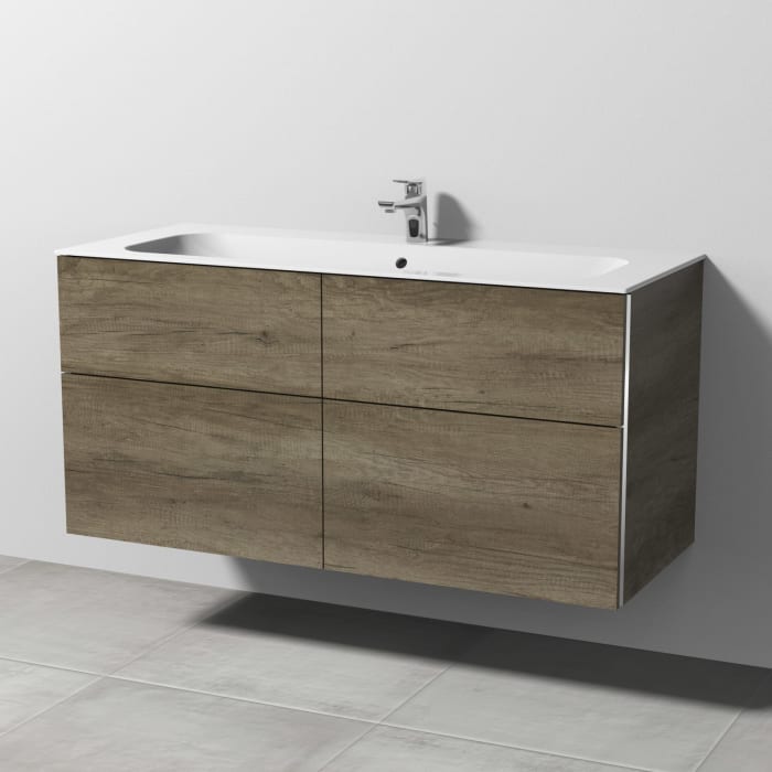Sanipa 3way Kombination mit Keramikwaschtisch Finion 120 cm, 4 Auszüge mit Griff-Leiste
