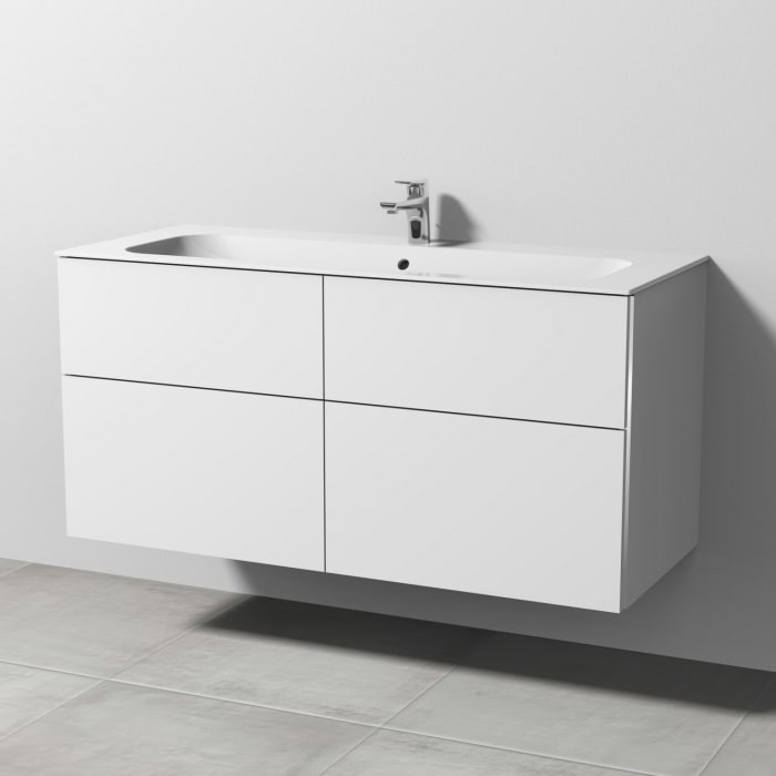 Sanipa 3way Kombination mit Keramikwaschtisch Finion 120 cm, 4 Auszüge mit Griff-Leiste