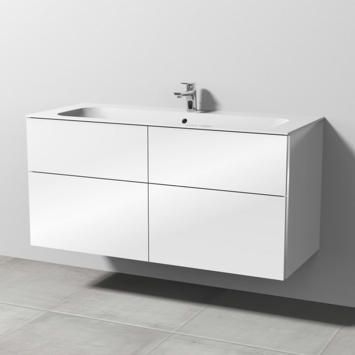 Sanipa 3way Kombination mit Keramikwaschtisch Finion 120 cm, 4 Auszüge mit Griff-Leiste