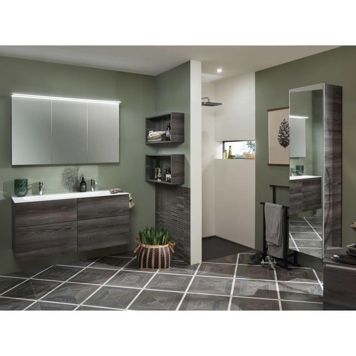 Sanipa 3way Kombination mit Keramik-Doppelwaschtisch Finion 120 cm, 4 Auszüge mit Griff-Leiste