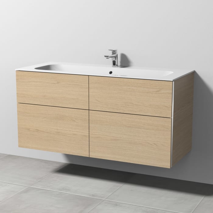 Sanipa 3way Kombination mit Keramikwaschtisch Finion 120 cm, 4 Auszüge mit Griff-Leiste