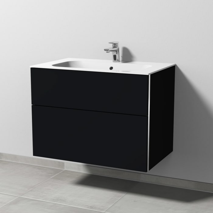 Sanipa 3way Kombination mit Keramikwaschtisch Finion 80 cm, 2 Auszüge mit Griff-Leiste