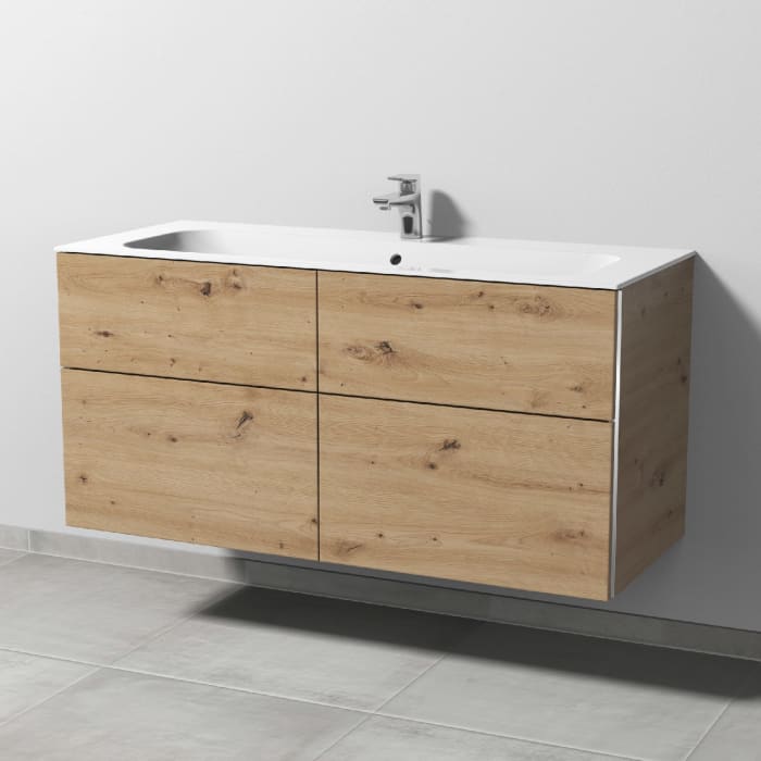 Sanipa 3way Kombination mit Keramikwaschtisch Finion 120 cm, 4 Auszüge mit Griff-Leiste