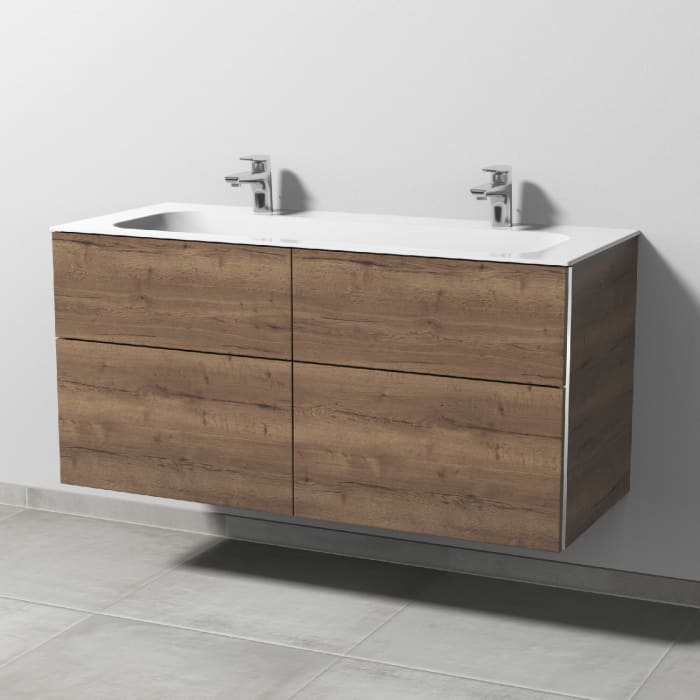 Sanipa 3way Kombination mit Keramik-Doppelwaschtisch Finion 120 cm, 4 Auszüge mit Griff-Leiste