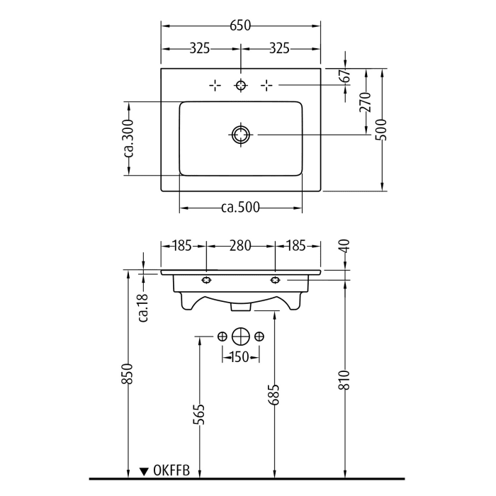 Villeroy & Boch Venticello Waschtisch mit Sanipa 3way Unterschrank 65 cm