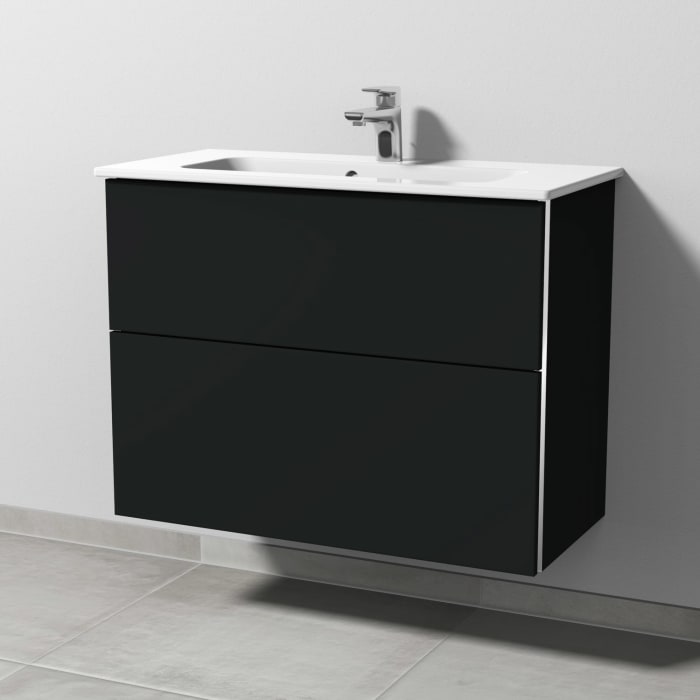 Sanipa 3way Waschtischunterbau für Keramik-Waschtisch ME by Starck 83 cm, 2 Auszüge mit Griffleisten, geringere Tiefe