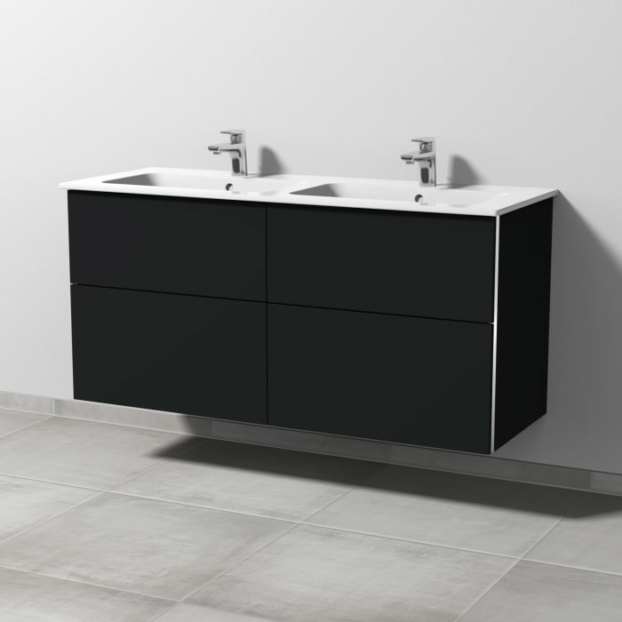 Sanipa 3way Waschtischunterbau für Keramik-Doppelwaschtisch ME by Starck 130 cm, 4 Auszüge mit Griffleisten